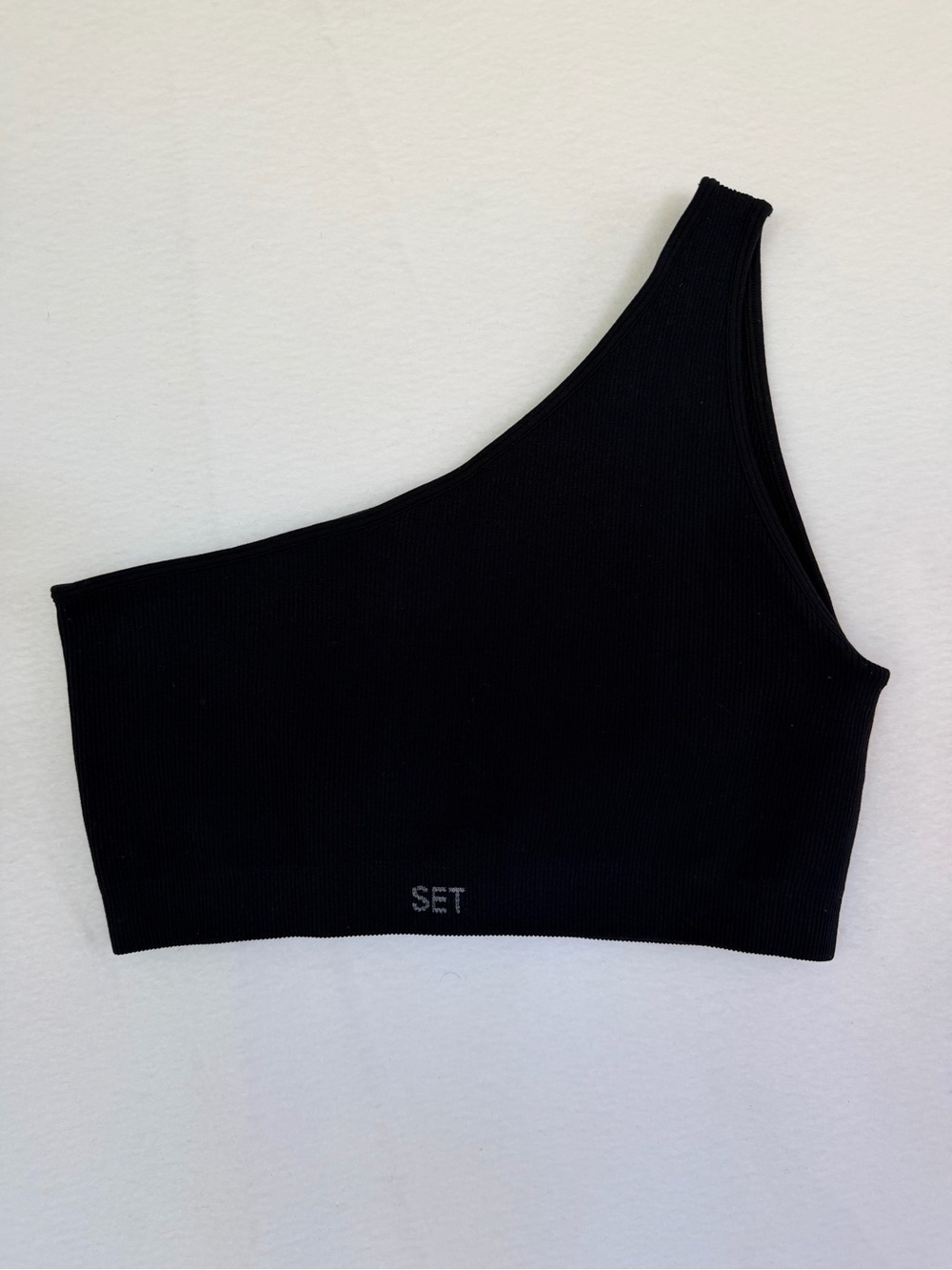 SET ACTIVE One-Shoulder Black Ribbed